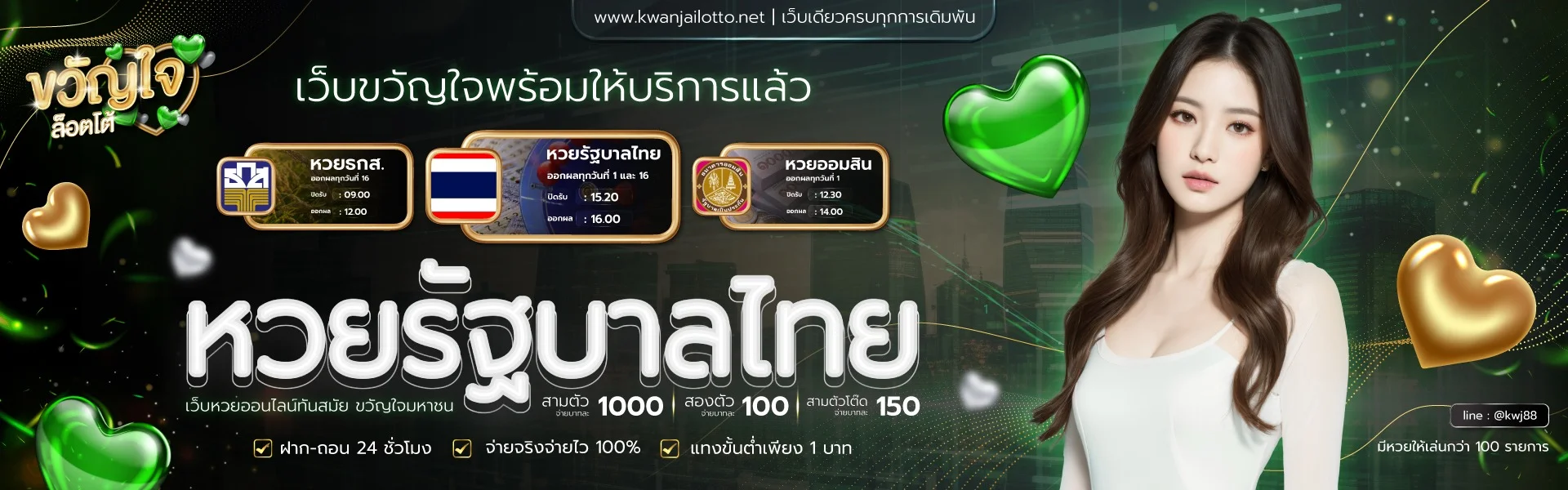 ขวัญใจล็อตโต้ Kwanjai Lotto เว็บหวยออนไลน์ จ่ายจริง ครบทุกหวย